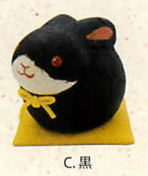 Chigiri Washi Sitting Rabbit with Cushion Black