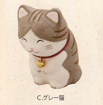 Chigiri Washi Smiling Bowing Cat Gray