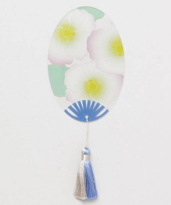 Compact Clear Uchiwa Fan, Fuyo Hibiscus