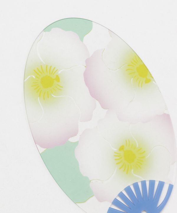 Compact Clear Uchiwa Fan, Fuyo Hibiscus — product image 2