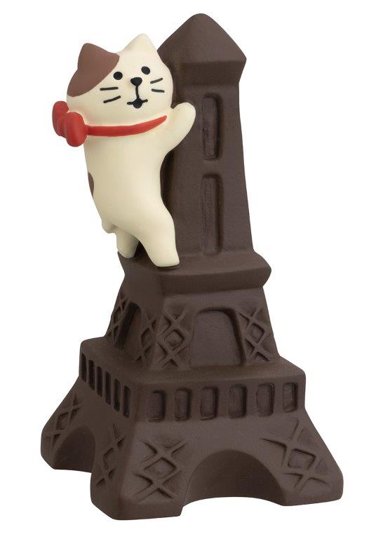 Concombre Bonjour Chocolate Eiffel Tower Climbing Cat Figurine