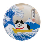 Concombre FUKUMONO Traveling Cat Ukiyo-e Magnet, Fuji and Rough Waves