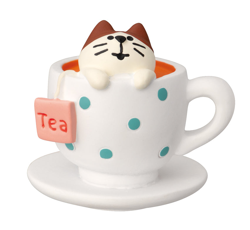 Concombre Konkon Sweets Parlor Chibi Cat Figurine, Black Tea