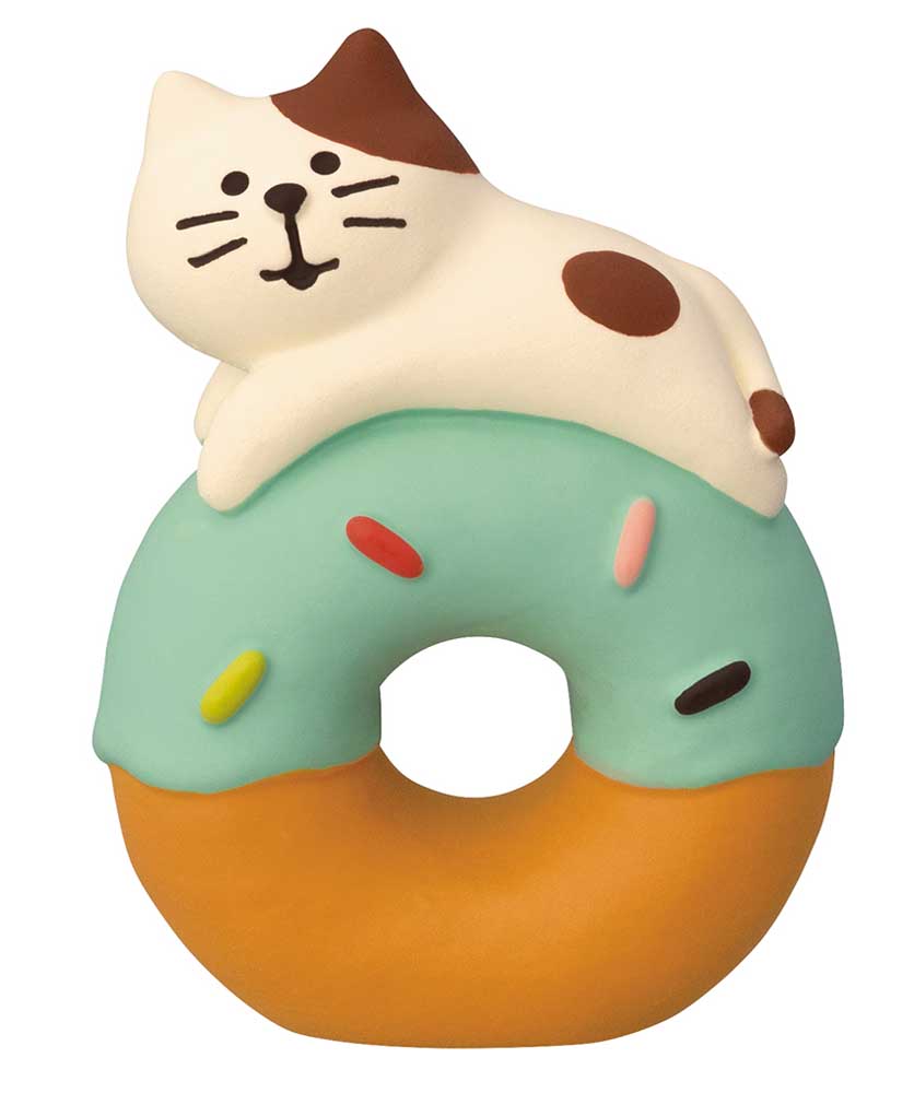 Concombre Mattari Donut Shop Little Cat Cheerful Donut Figurine
