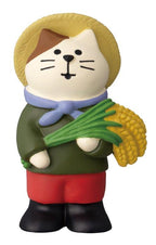 Concombre New Rice Festival Rice Farmer Cat Figurine