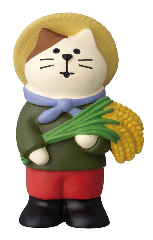 Concombre New Rice Festival Rice Farmer Cat Figurine