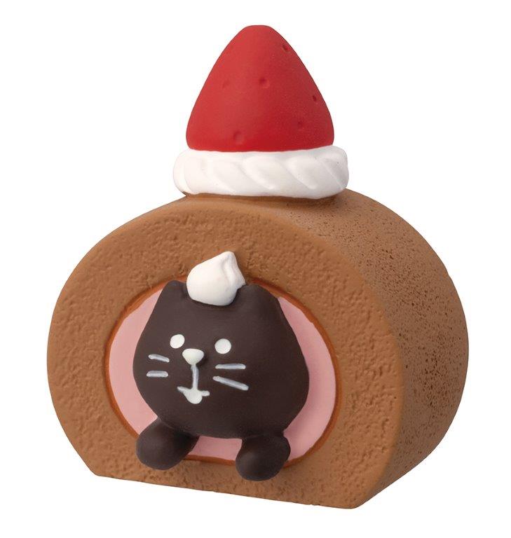 Concombre Roll Cake Diving Cat Figurine, Cocoa