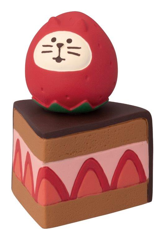 Concombre Strawberry Cat Daruma Chocolate Cake Figurine
