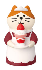 Concombre Sweets Parlor Waitress Cat Figurine, Strawberry Parfait