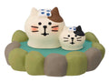 Concombre Tabineko Hot Spring Parent and Kitten Figurine
