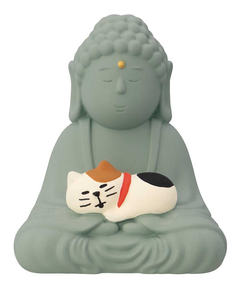 Concombre Tabineko Kitten and Great Buddha Figurine