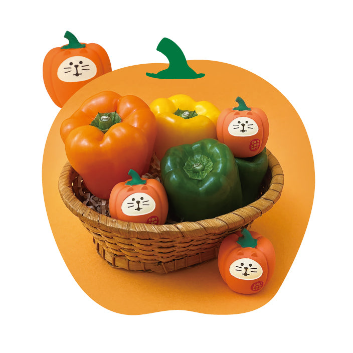 Concombre Vegetable Cat Daruma Figurine, Paprika — product image 2