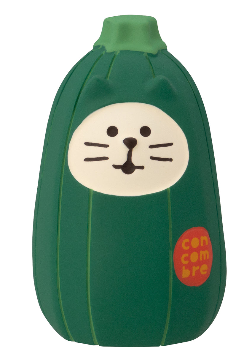 Concombre Vegetable Cat Daruma Figurine, Zucchini