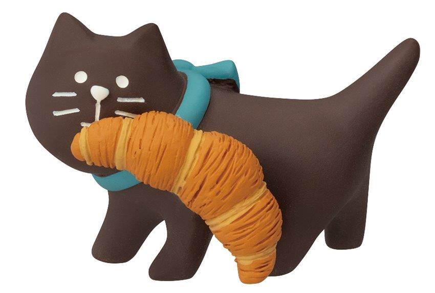 Concombre Yamaneko Bakery Bread-Carrying Kitten Figurine, Croissant