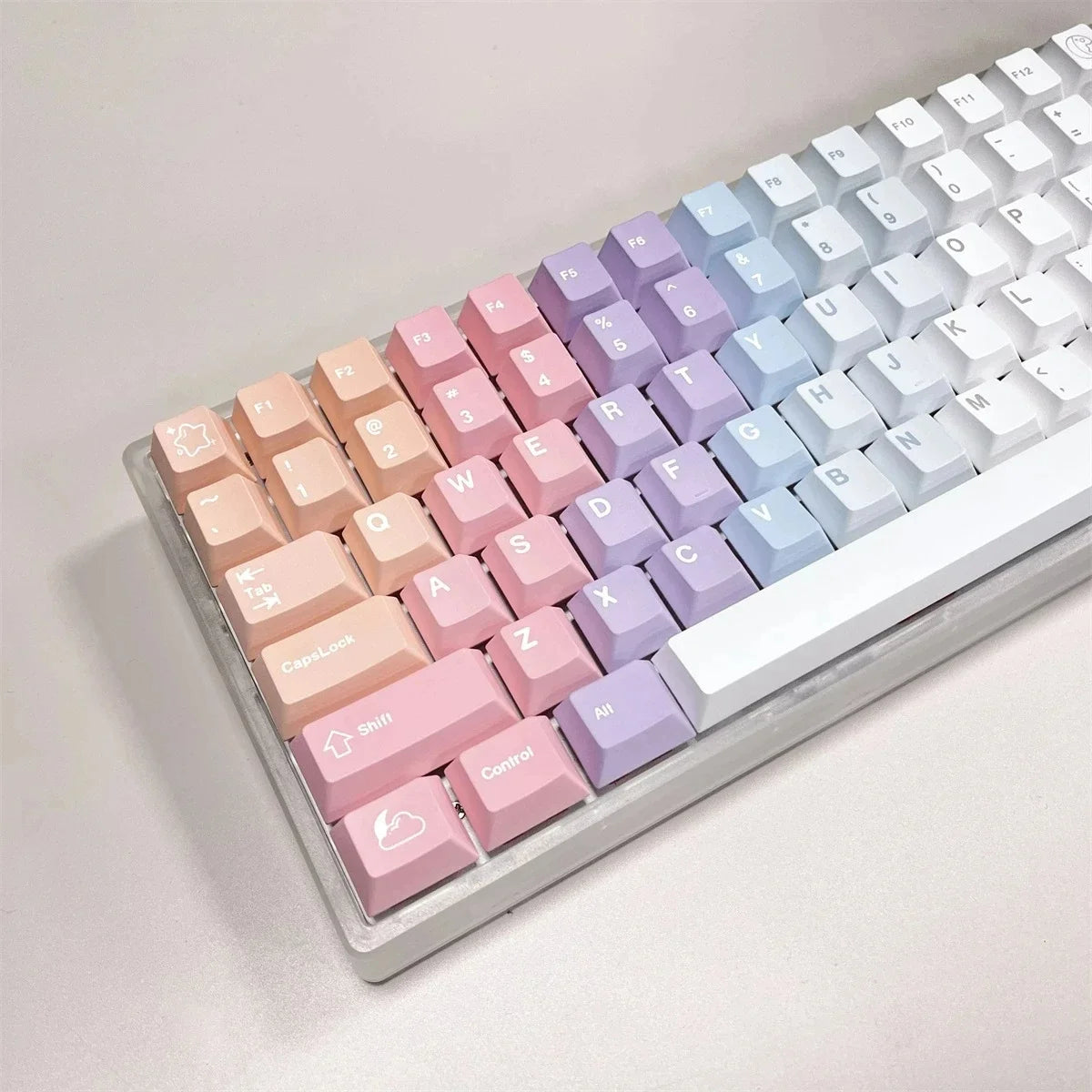 Kawaii Pastel Gradient Keycap Set (Pink → Blue, 144 keys)