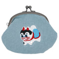 Embroidered Gamaguchi Clasp Purse, Inu Hariko Dog