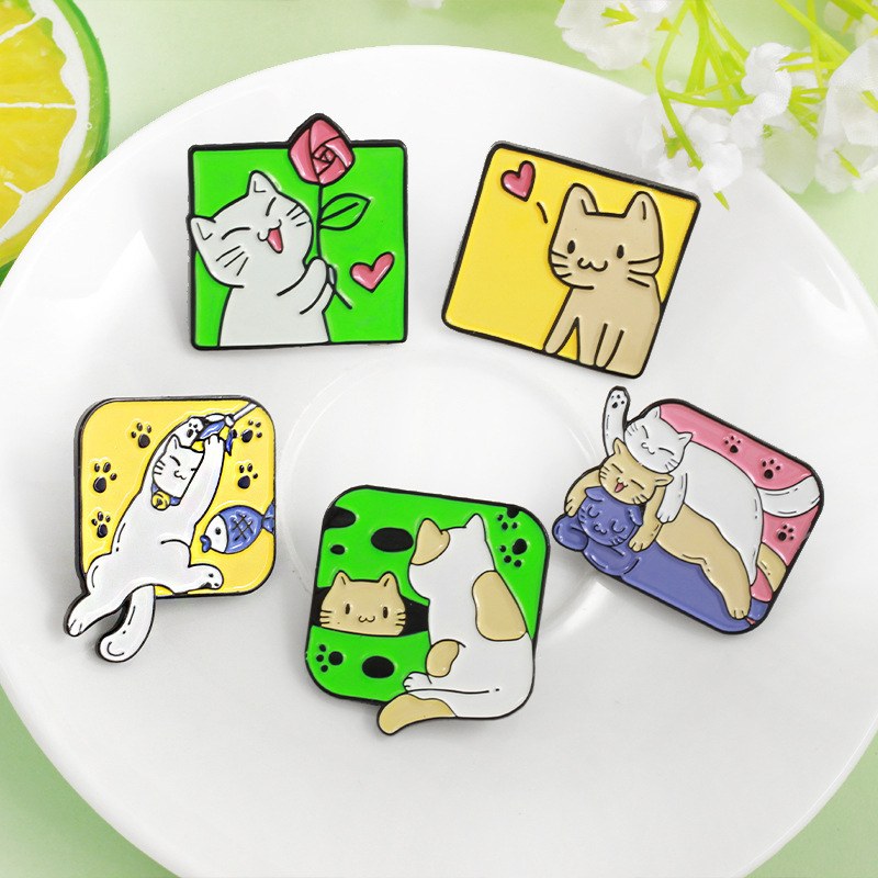 Cat Scene Emblem Pin Badge (Assorted Designs)
