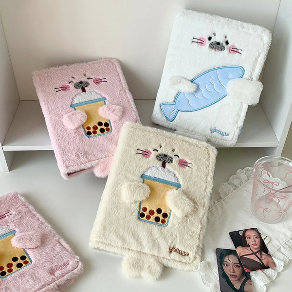 Fluffy Seal Sticker Album Binder, A5