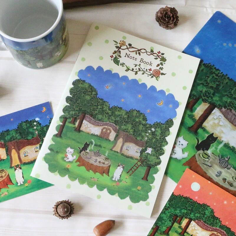 Forest Tea Party Cat A5 Notebook