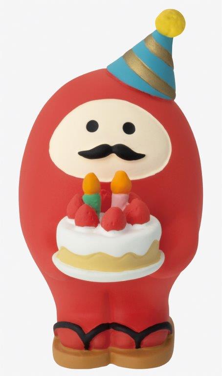 Happy Birthday Cake-Carrying Daruma Mascot