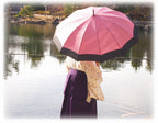 Janome-Style 12-Rib Umbrella, Cherry Blossom Rabbit, Deep Red — product image 6
