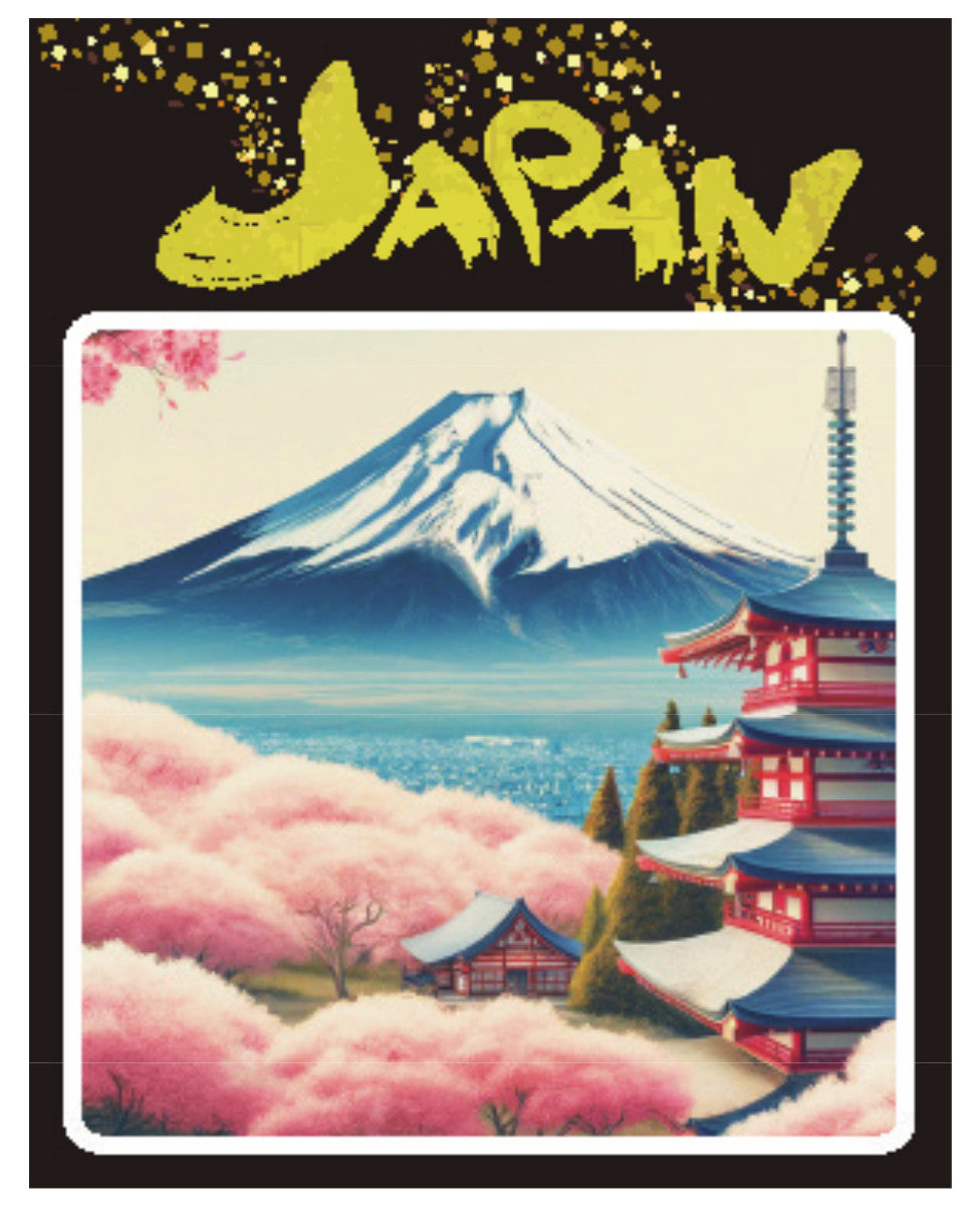 JAPAN Gold Sticker, Chureito Pagoda and Mt. Fuji