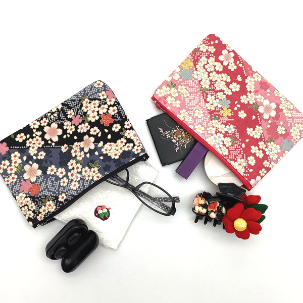 Kanoko Cherry Blossom Small Flat Pouch, Pink — product image 4