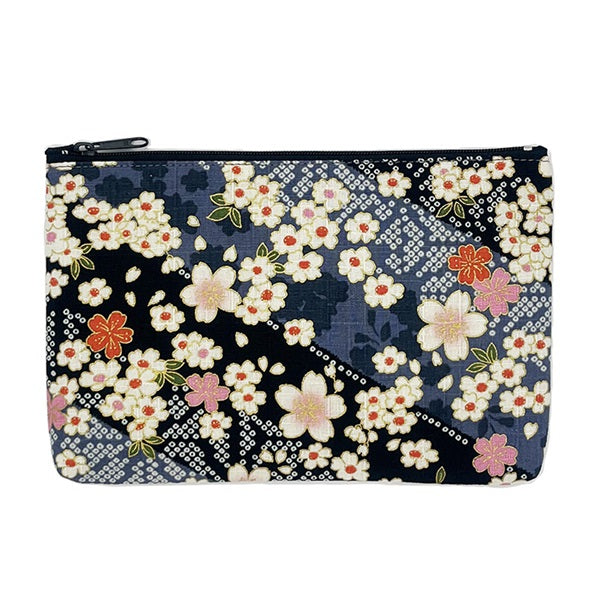 Kanoko Sakura Flat Pouch, Small, Black