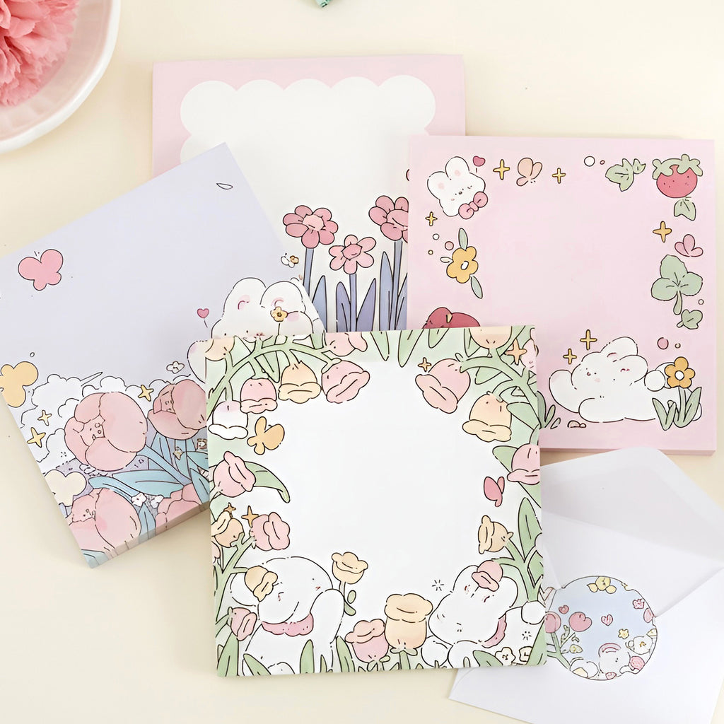 Bunny Blossom Patch Kawaii Memo Pad (100 sheets)