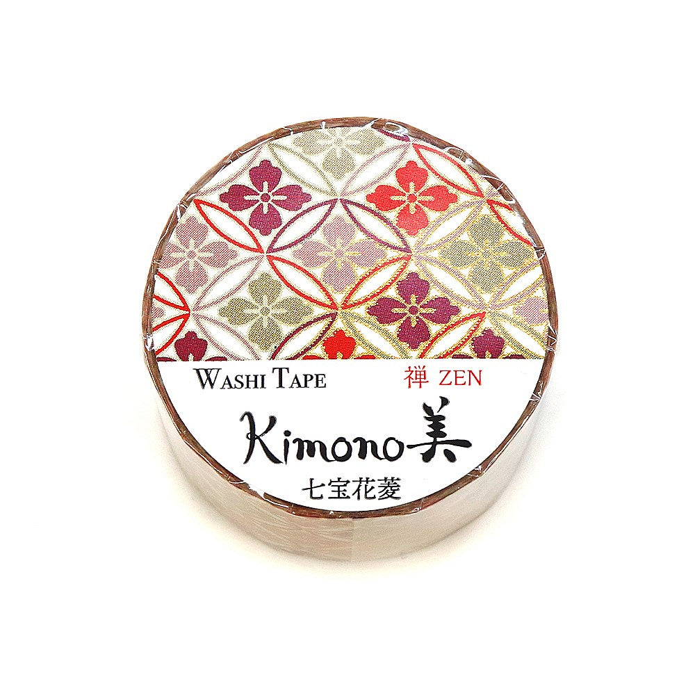 Kimono-bi Gold Foil Washi Tape, Shippo Hanabishi 25 mm