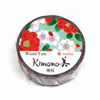 Kimono-bi Washi Tape, Camellia and Cherry Blossom 15 mm