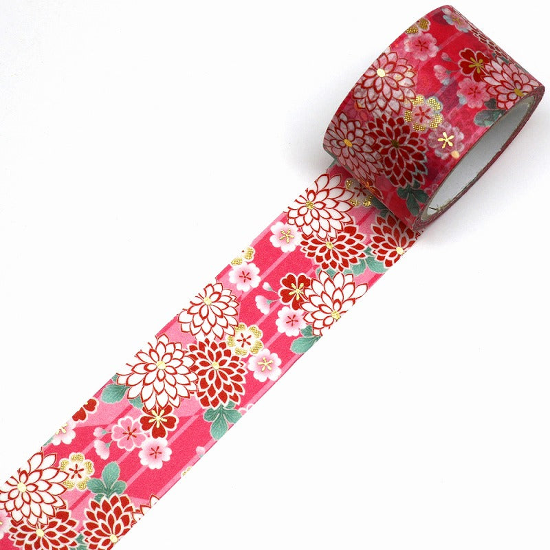 Kimono-bi Washi Tape, Chrysanthemum and Cherry Blossom 25 mm — product image 2