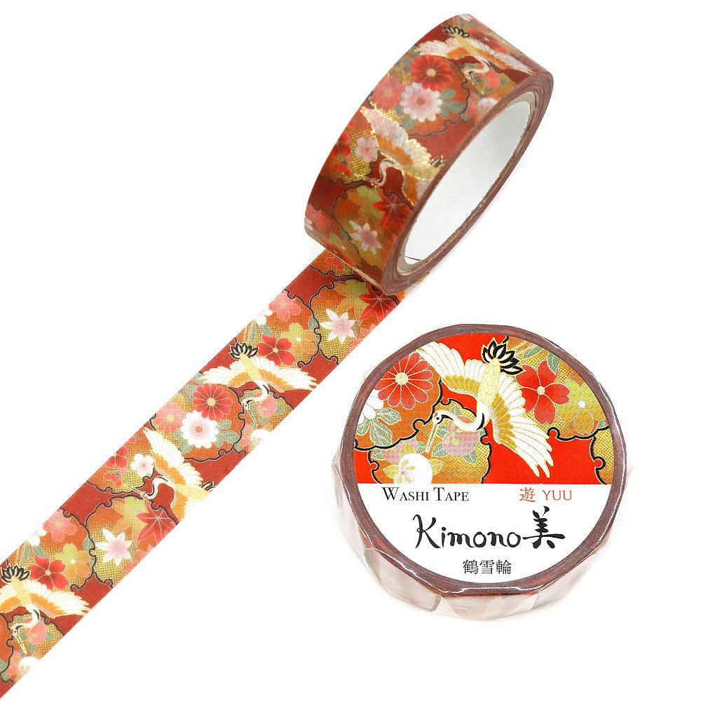 Kimono-bi Washi Tape, Cranes and Snow Rings 15 mm — product image 3