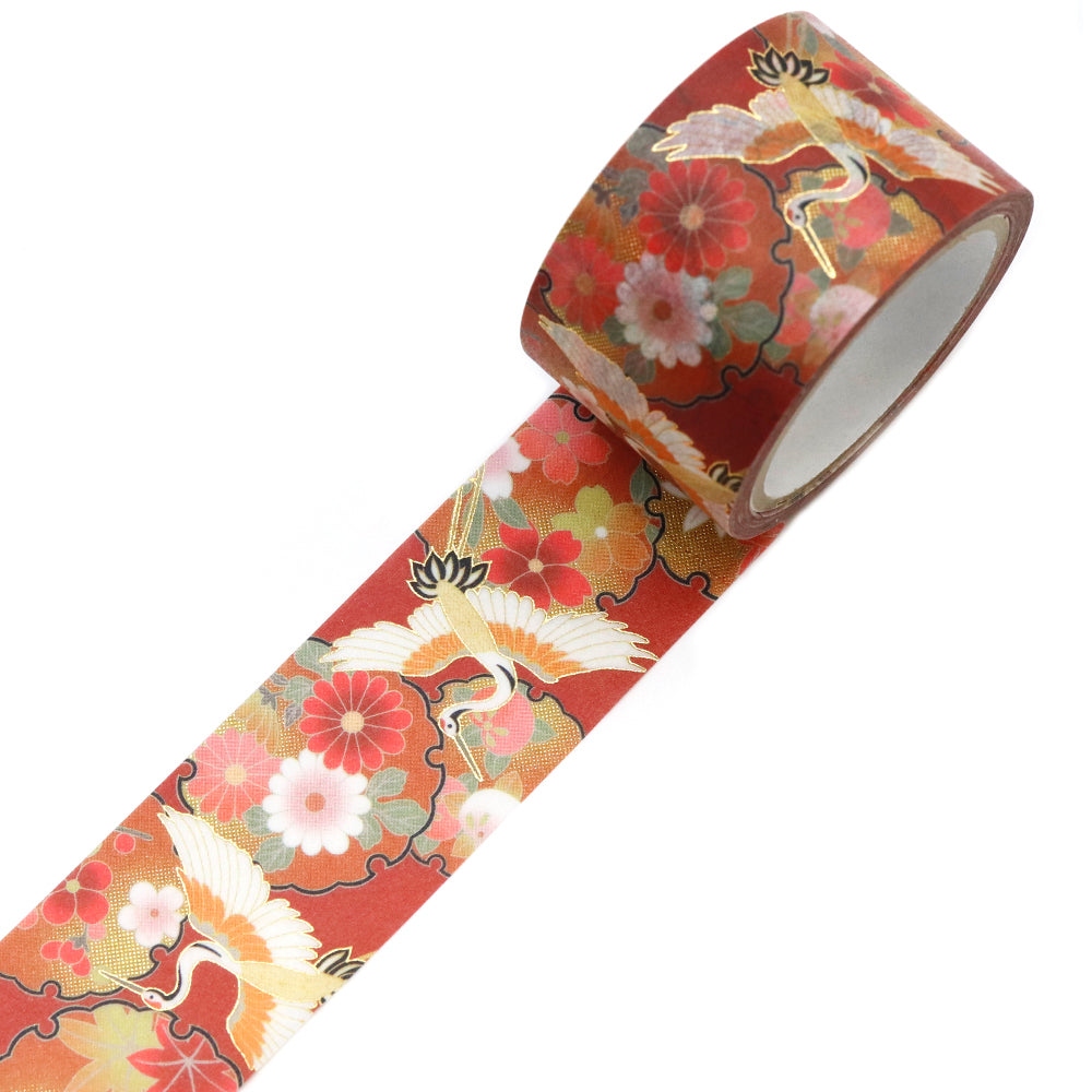 Kimono-bi Washi Tape, Cranes and Snow Rings 25 mm — product image 2