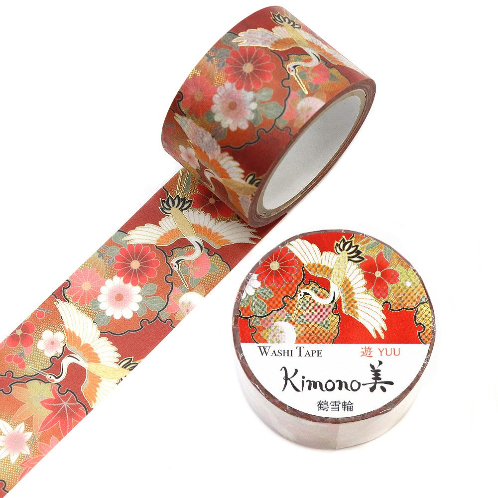 Kimono-bi Washi Tape, Cranes and Snow Rings 25 mm — product image 3