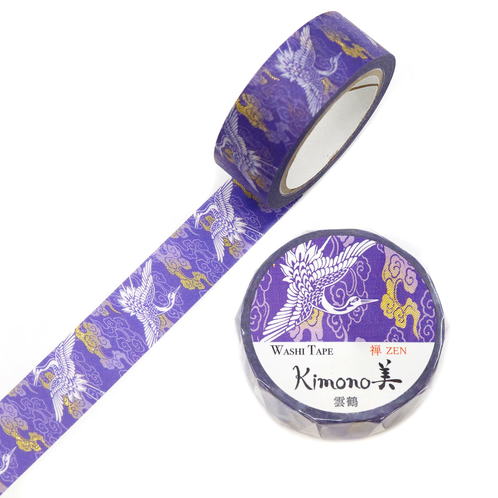 Kimono-bi Washi Tape, Cranes in Clouds 15 mm — product image 3
