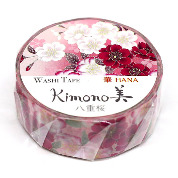 Kimono-bi Washi Tape, Double Cherry Blossoms 15 mm