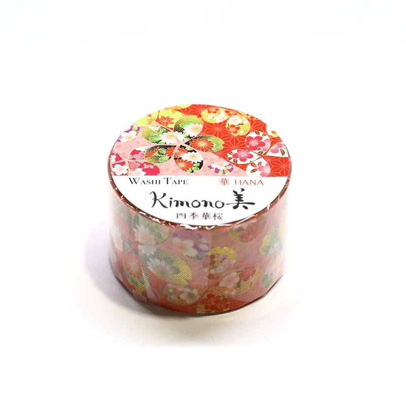 Kimono-bi Washi Tape, Four Seasons Flowers and Cherry Blossoms 25 mm