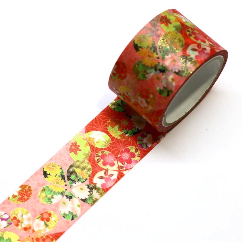 Kimono-bi Washi Tape, Four Seasons Flowers and Cherry Blossoms 25 mm — product image 2