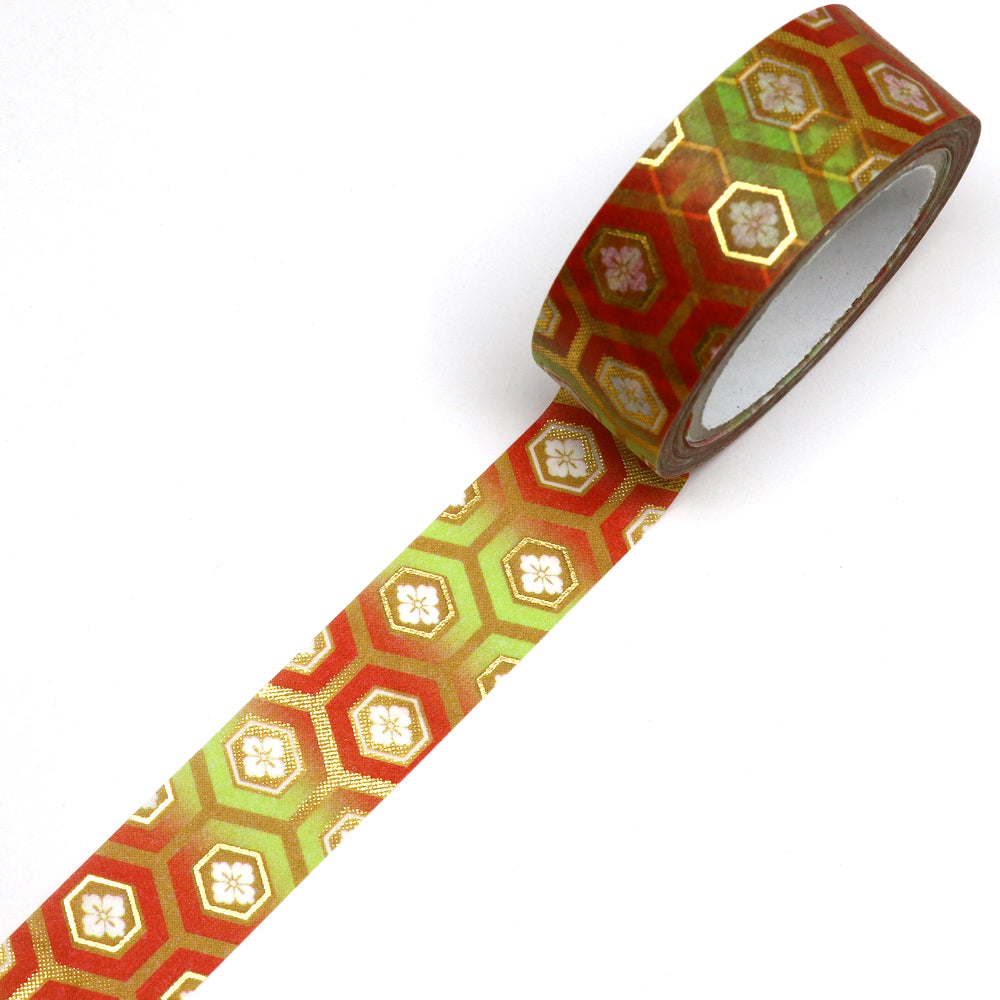 Kimono-bi Washi Tape, Hana-Kikko Hexagons 15 mm — product image 2