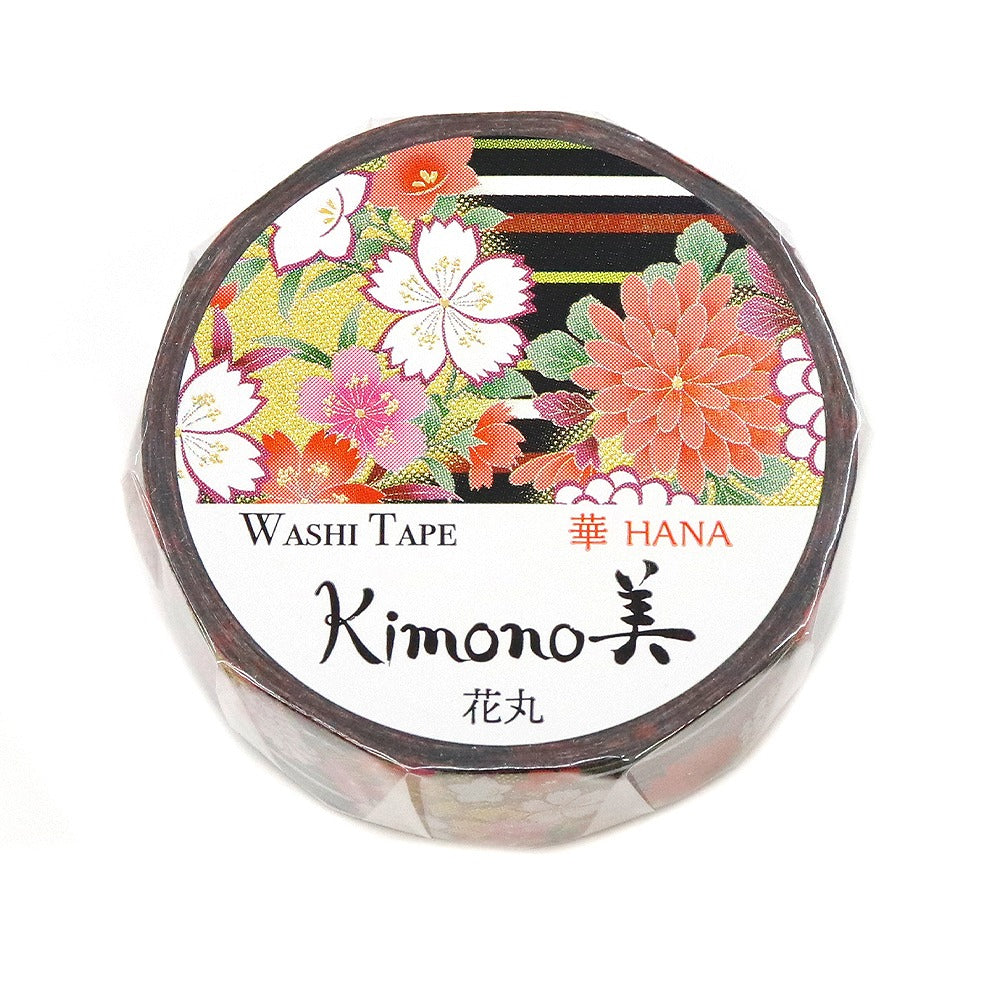 Kimono-bi Washi Tape, Hanamaru Flower Rounds 15 mm