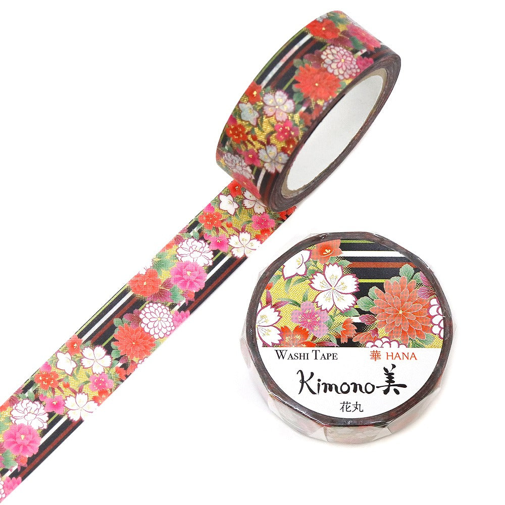 Kimono-bi Washi Tape, Hanamaru Flower Rounds 15 mm — product image 3