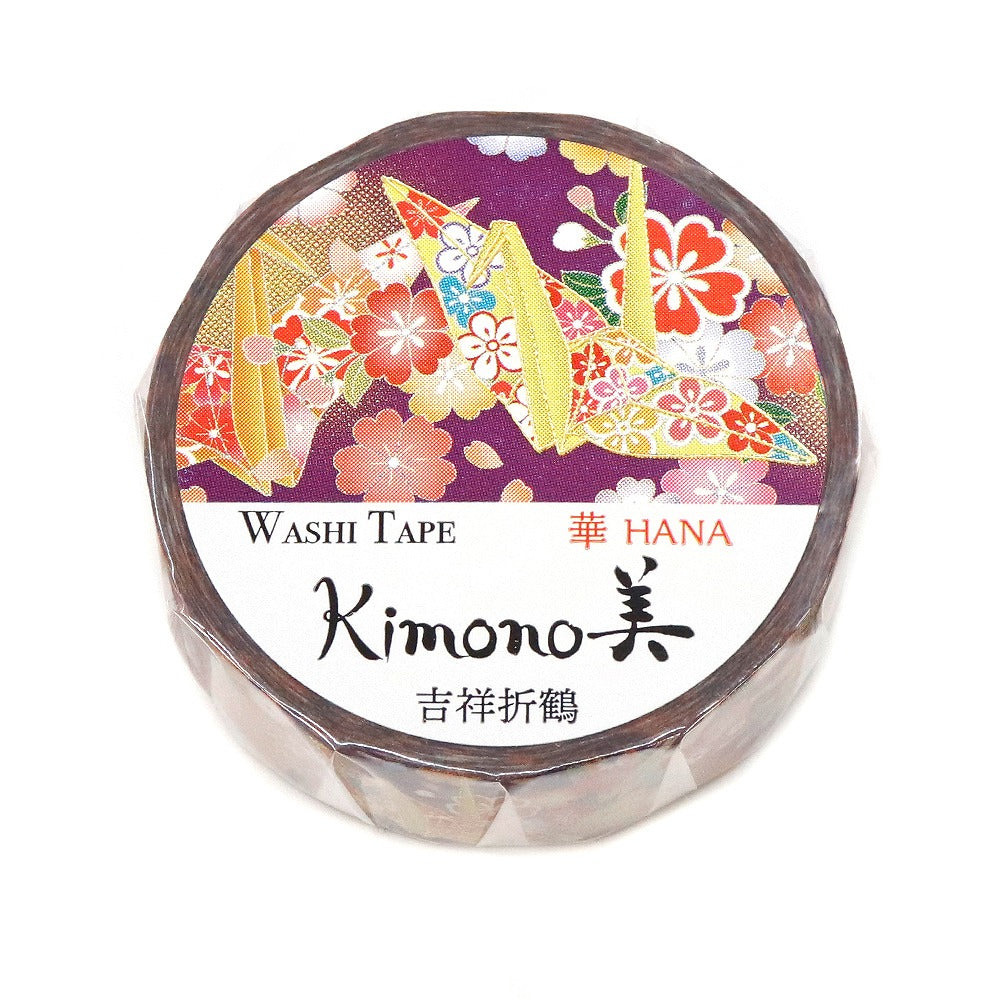 Kimono-bi Washi Tape, Lucky Origami Cranes 15 mm