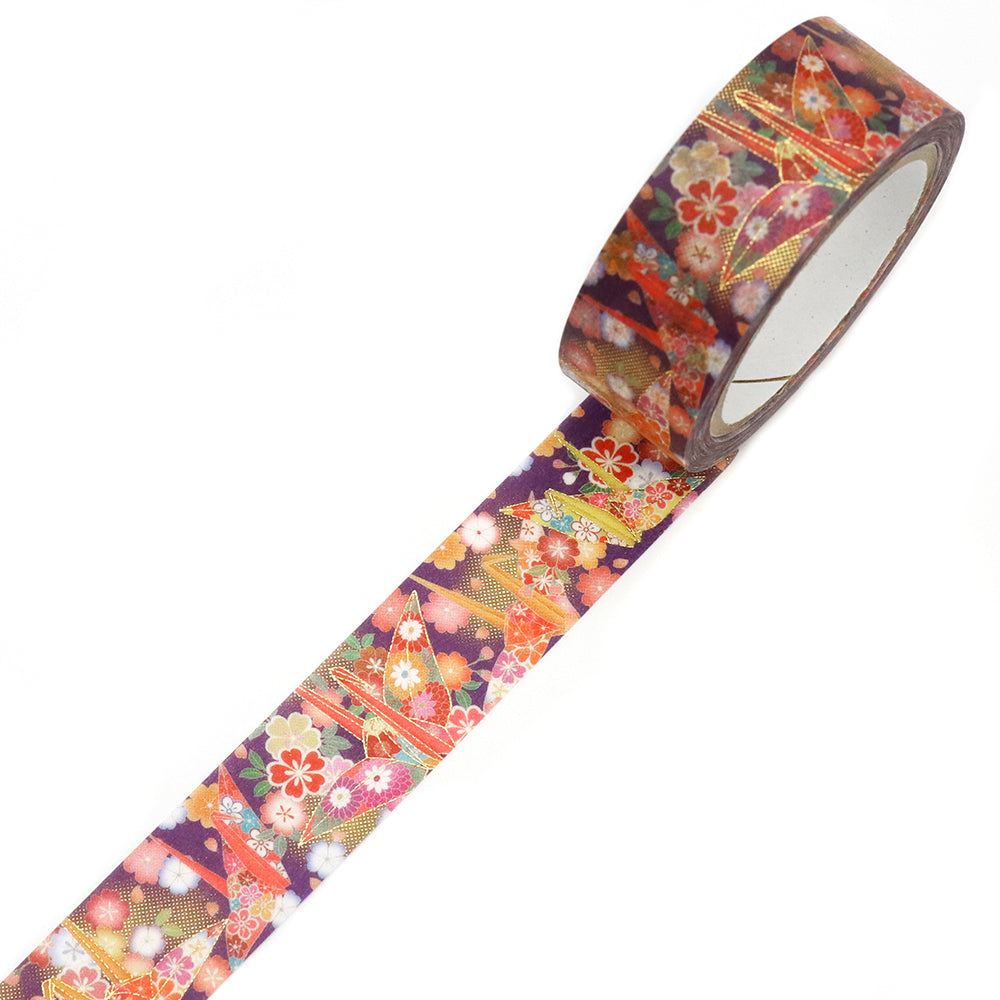 Kimono-bi Washi Tape, Lucky Origami Cranes 15 mm — product image 2