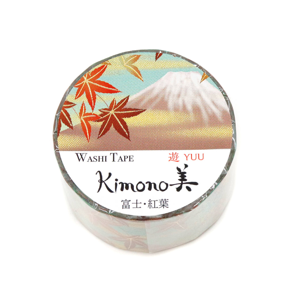 Kimono-bi Washi Tape, Mt. Fuji and Autumn Leaves 25 mm