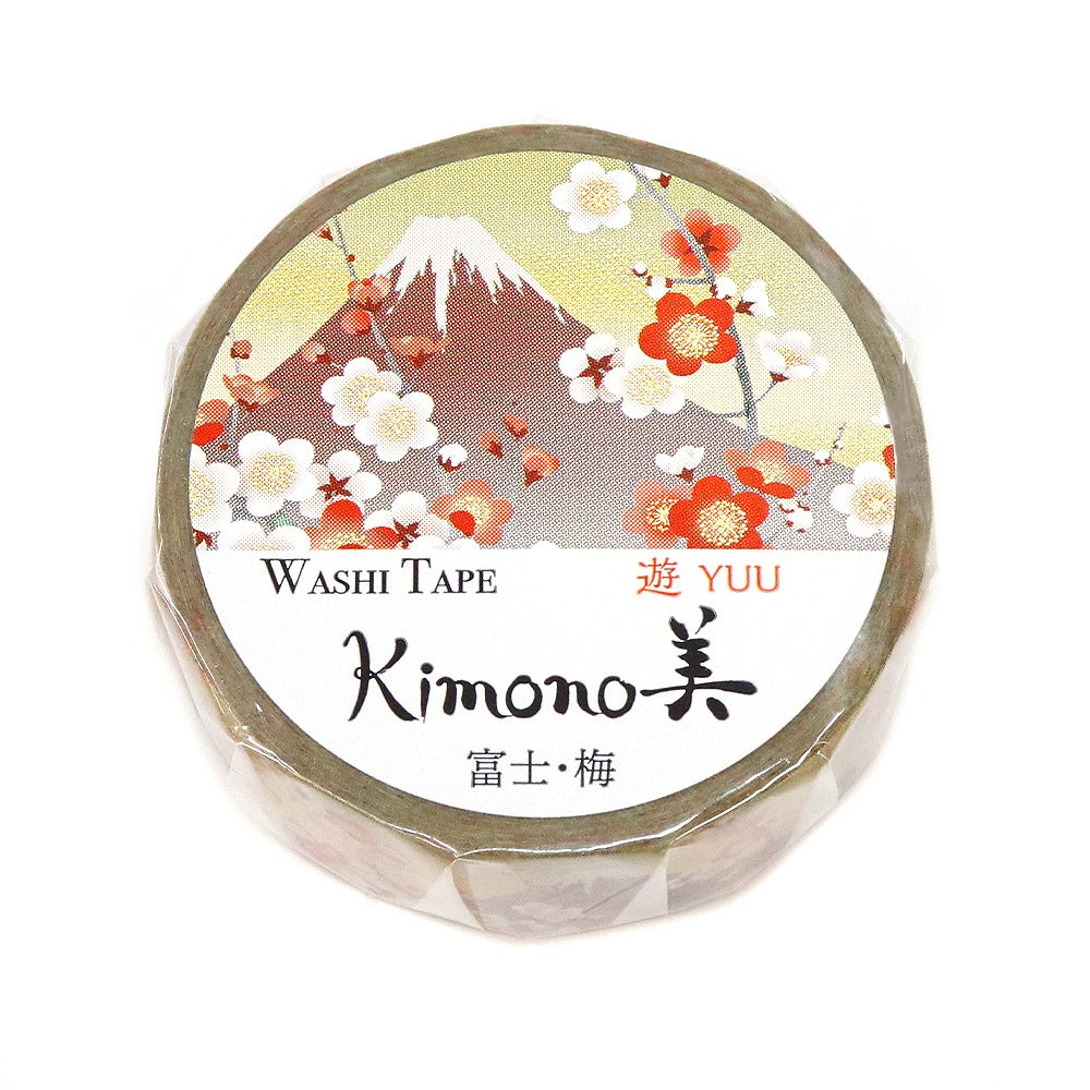 Kimono-bi Washi Tape, Mt. Fuji and Plum 15 mm