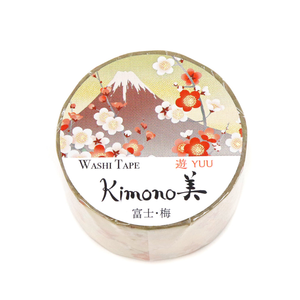 Kimono-bi Washi Tape, Mt. Fuji and Plum 25 mm