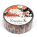 Kimono-bi Washi Tape, Peony, Chrysanthemum and Cherry Blossom 15 mm