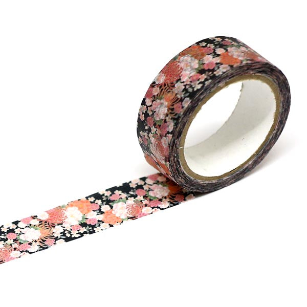 Kimono-bi Washi Tape, Peony, Chrysanthemum and Cherry Blossom 15 mm — product image 2