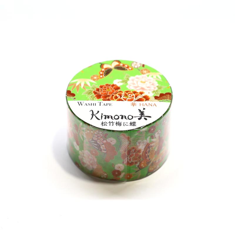 Kimono-bi Washi Tape, Pine, Bamboo, Plum and Butterflies 25 mm